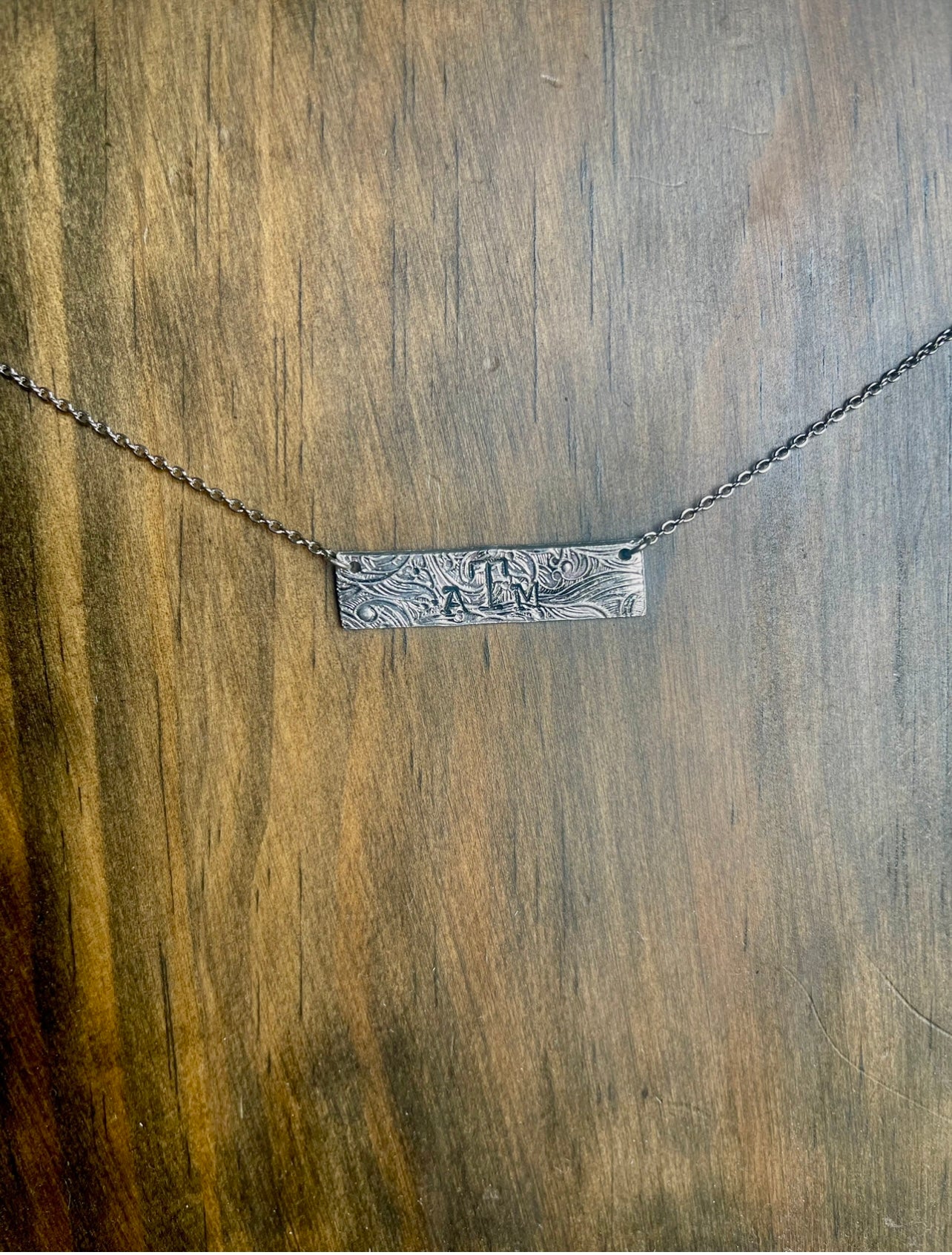 Tooled Bar Necklace