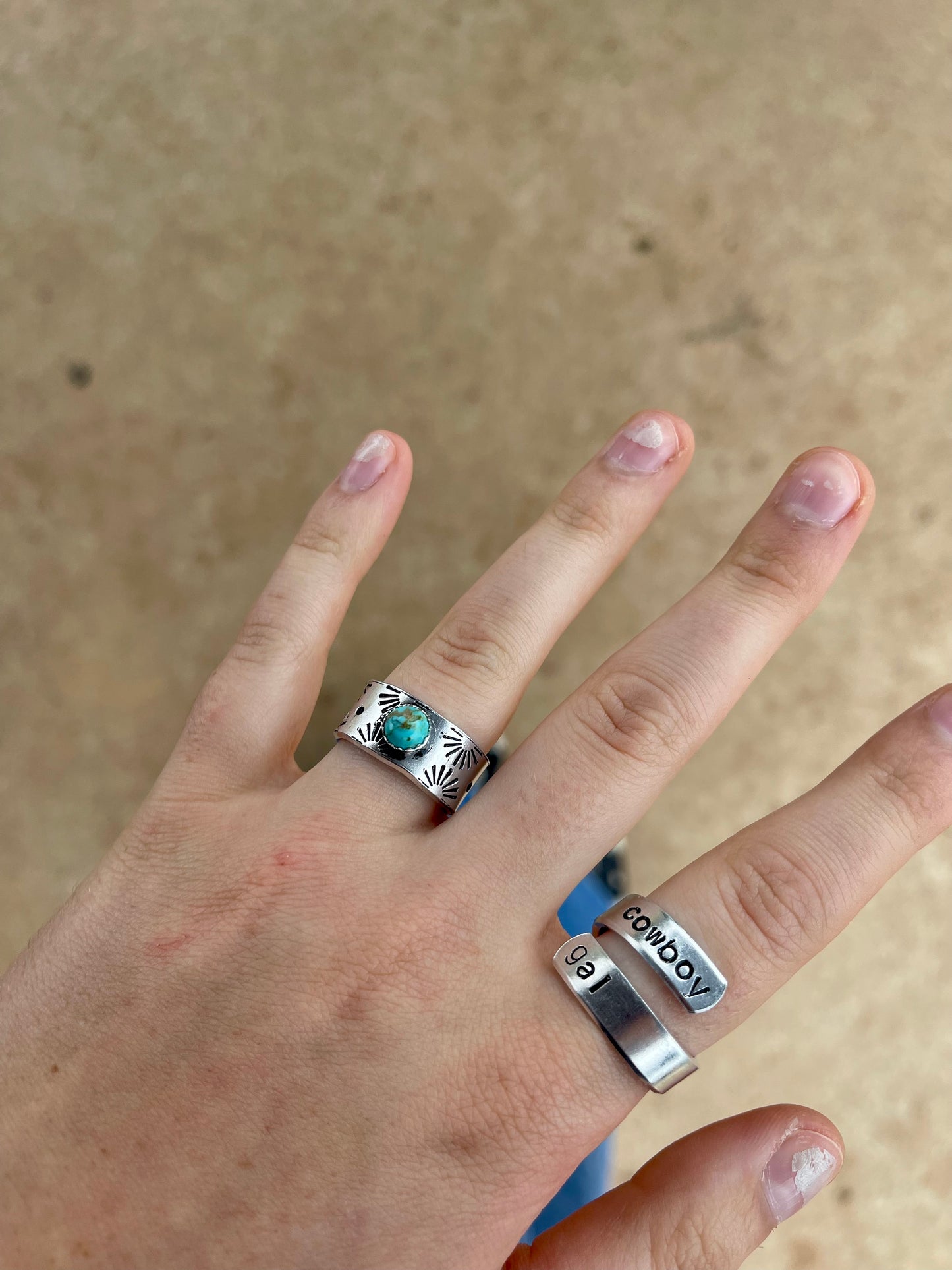 Turquoise stamped ring